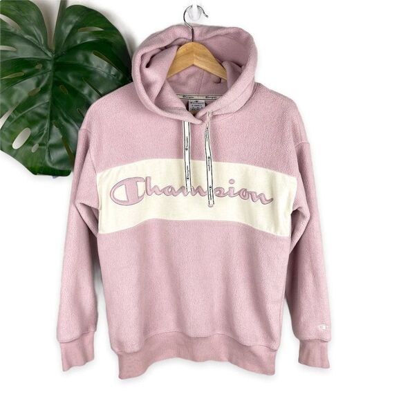 Champion Vintage Logo Fleece Hoodie in Lavender Mauve - Picture 4 of 12